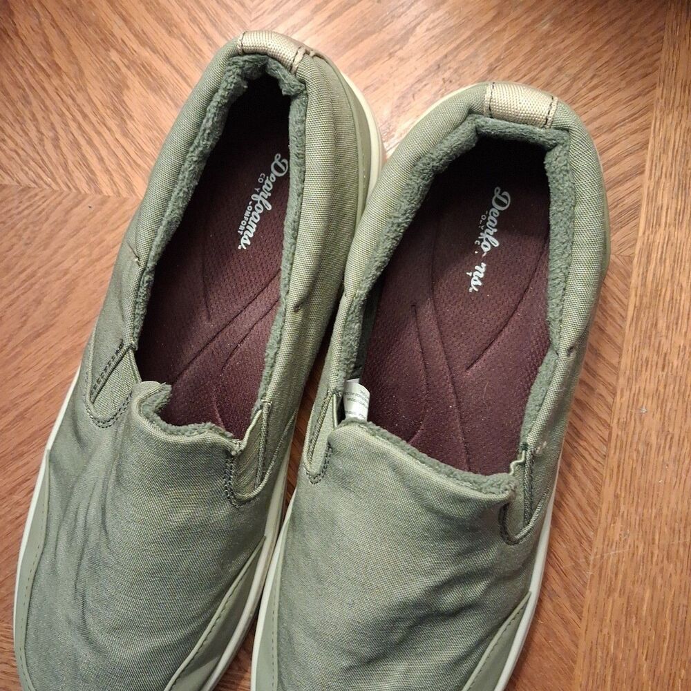 Dearforms Womens Green Canvas Slip On Flats Loafer Size 10 US 8 UK 10 AU Comfort - Picture 11 of 14
